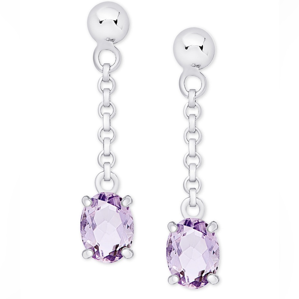 Amethyst oval drop earrings